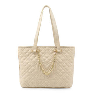 Love Moschino - White Quilted Shoulder Bag with Golden Chain Detail