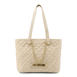 Love Moschino - White Quilted Shoulder Bag with Golden Chain Detail