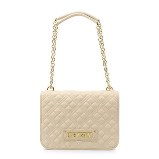Love Moschino - White Quilted Shoulder Bag with Golden Chain Strap