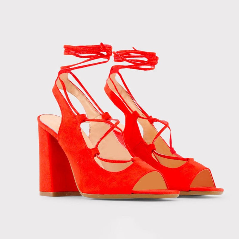 Made in Italia - Lace-Up Open-Toe Block Heels