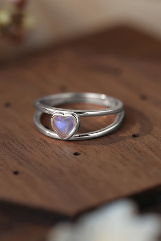 Moonstone Heart 925 Sterling Silver Ring