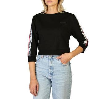 Moschino - Cotton Fleeced Sweatshirt with Logo Scripted 3/4 Sleeves