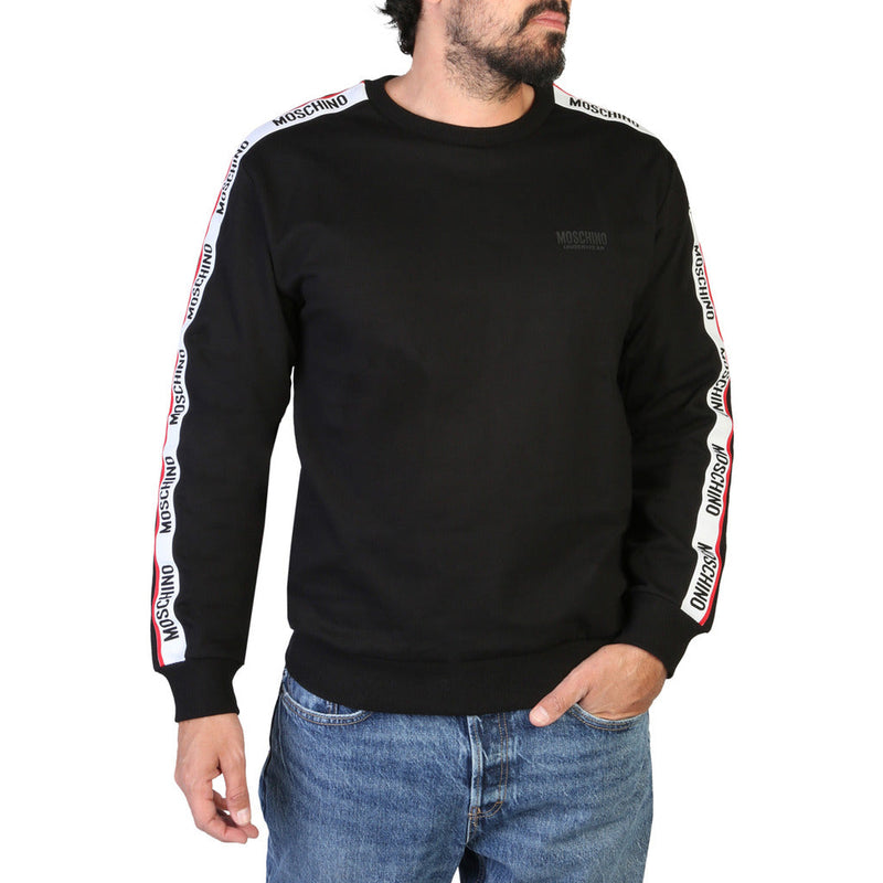 Moschino - italian sweater with logo stripes, black, green