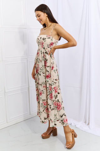 OneTheLand Hold Me Tight Sleevless Floral Maxi Dress in Pink