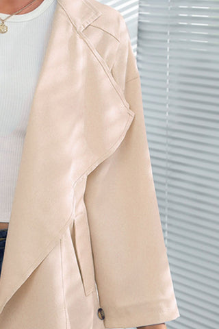 Open Front Drop Shoulder Trench Coat