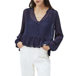 Pepe Jeans - Viscose Long-Sleeved Shirt with Ruffles