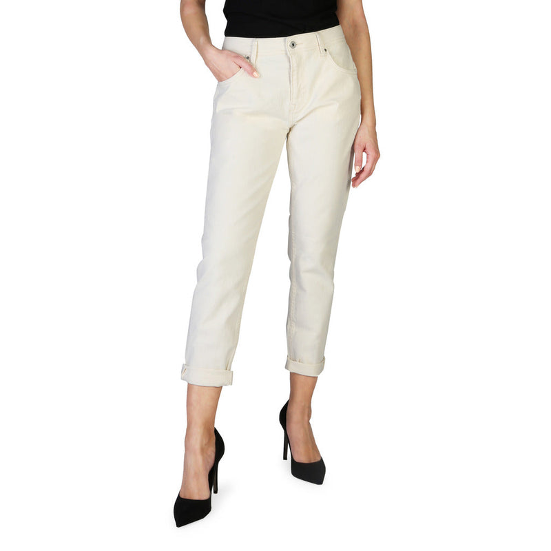 Pepe Jeans - White Cotton Button-fly Cropped Jeans