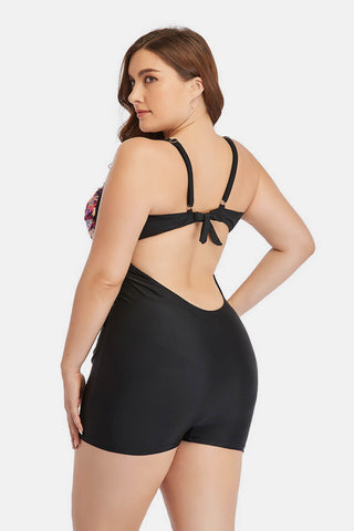 Plus Size Two-Tone One-Piece Swimsuit