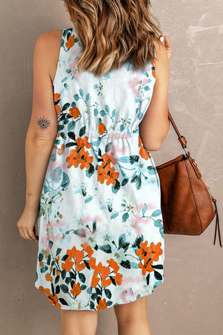 Printed Button Down Sleeveless Dress