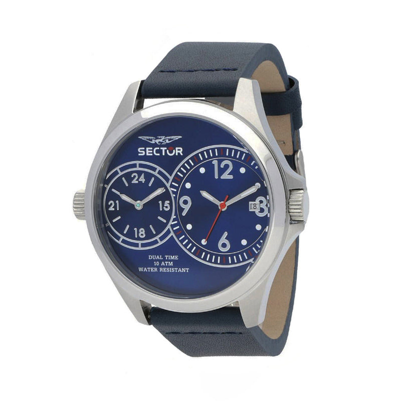 Sector - Stainless Steel Chrono Watch with Blue Leather Strap
