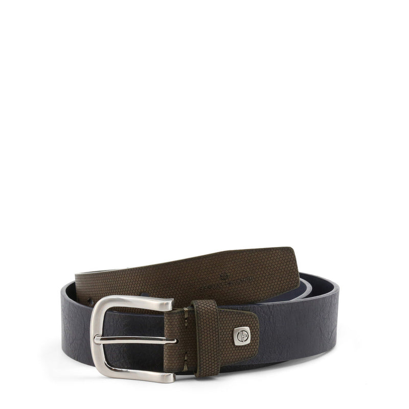 Sergio Tacchini - Two Toned Leather Belt with Honeycomb Print and Silver Buckle