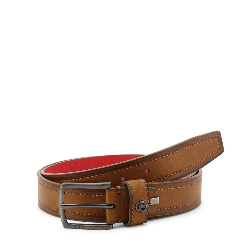 Sergio Tacchini - Two Toned Leather Belt with Logo and Gunmetal Buckle