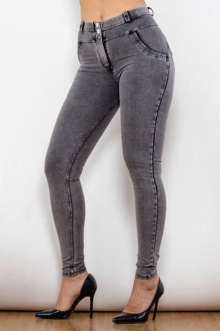 Shascullfites Buttoned Skinny Long Jeans