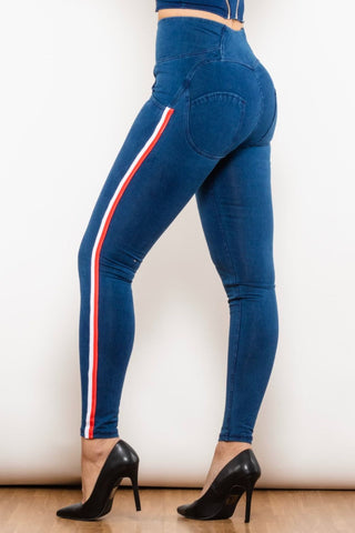 Shascullfites Side Stripe Zip Closure Skinny Jeans