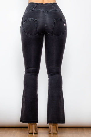 Shascullfites Zip Detail Flare Long Jeans