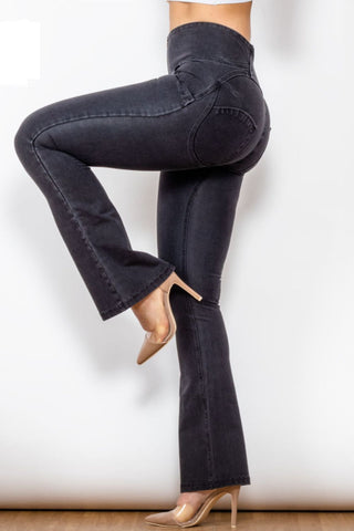 Shascullfites Zip Detail Flare Long Jeans