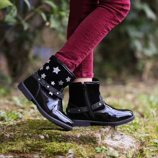 Shone - Black Patent Metallic Star Boots