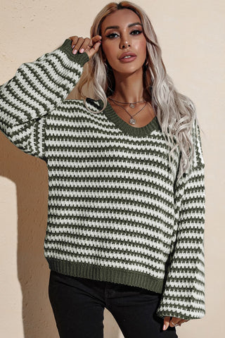 Striped Dropped Shoulder Sweater