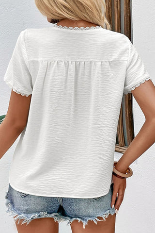 Textured Lace Trim Tee Shirt