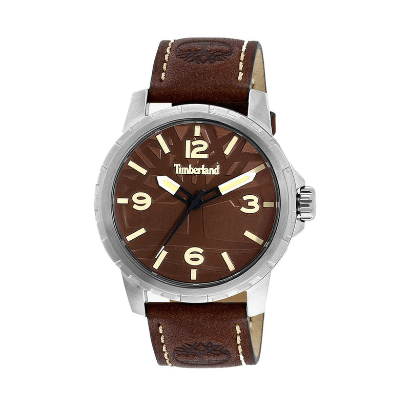 Timberland - Stainless Steel Analog Watch with Brown Face and Brown Leather Strap