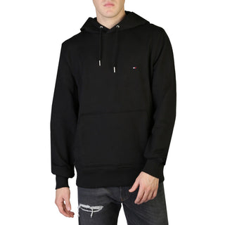 Tommy Hilfiger - Hooded Black Sweatshirt with Pockets and Ribbed-Hem