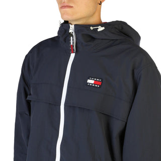 Tommy Hilfiger - Lined Hooded Bomber Jacket with Contrast Zipper Stripes & Logo