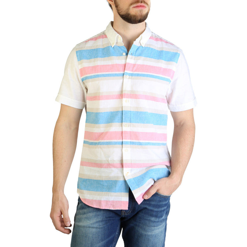 Tommy Hilfiger - Short-Sleeved Pink and Blue Striped Shirt