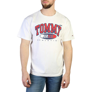Tommy Hilfiger - T-Shirt with print and logo, white, blue, black, light brown