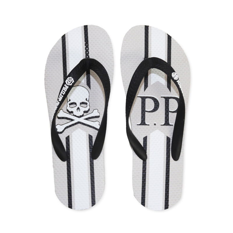 Philipp Plein - Stripes and Logo Printed Soles Flip-Flop Sandals