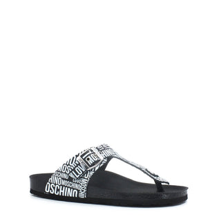 Love Moschino - Brand Logo Patterned Leather Flip-Flops