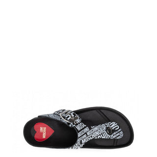 Love Moschino - Brand Logo Patterned Leather Flip-Flops