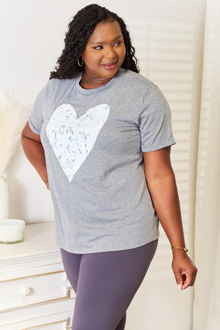 Simply Love Heart Graphic Cuffed Short Sleeve T-Shirt