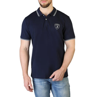 Lamborghini - Cotton Polo Shirt with Stripes on Collar, Short Sleeves