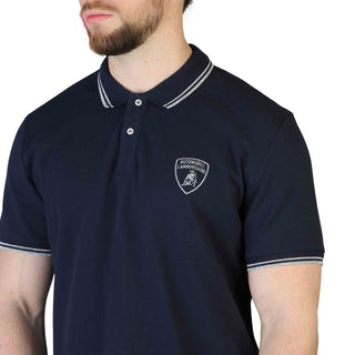 Lamborghini - Cotton Polo Shirt with Stripes on Collar, Short Sleeves