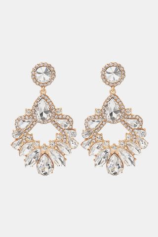 Zinc Alloy Frame Glass Stone Dangle Earrings