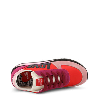 Love Moschino - Lace-Up Suede Sneakers with Logo