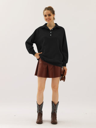 Ninexis Full Size Quarter-Button Collared Sweatshirt