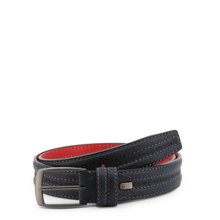 Sergio Tacchini - Leather Belt with Logo Print, Stitching and Gunmetal Buckle