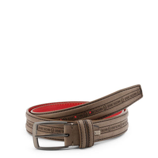 Sergio Tacchini - Leather Belt with Logo Print, Stitching and Gunmetal Buckle