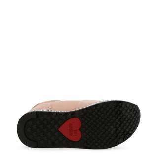 Love Moschino - Platformed Leather Sneakers with Heart-Shaped Patches