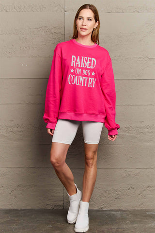 Simply Love Full Size RAISED ON 90'S COUNTRY Graphic Sweatshirt