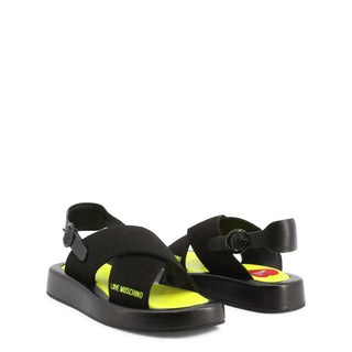 Love Moschino - Slingback Strap Sandals with Elastic Crossed Bands