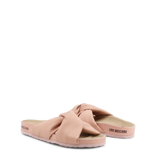 Love Moschino - Slip-On Flat Sandals with Intertwined Straps