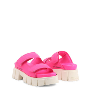 Love Moschino -Neon Chunky Platform Sandals with Velcro Straps