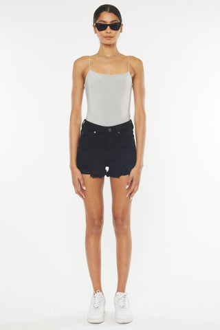 Kancan High Rise Raw Hem Denim Shorts