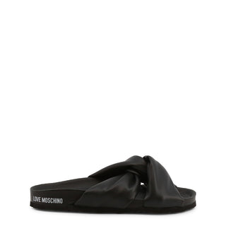 Love Moschino - Slip-On Flat Sandals with Intertwined Straps