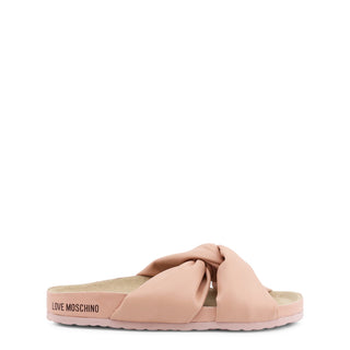 Love Moschino - Slip-On Flat Sandals with Intertwined Straps