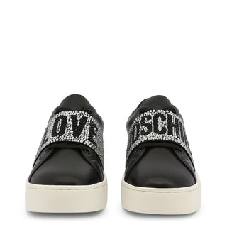 Love Moschino - Slip-On Sneakers with Rhinestone Embellished Elastic Strap