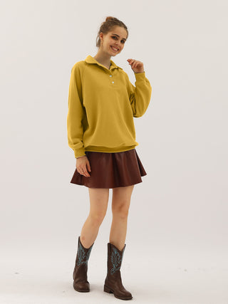 Ninexis Full Size Quarter-Button Collared Sweatshirt