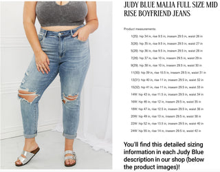 Understanding measurements in the Judy Blue Size Chart
